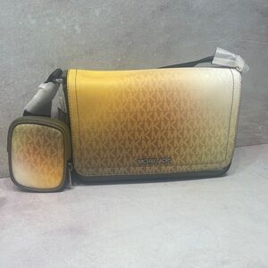 Michael Kors Cooper Mini Flap Crossboy With Pouch Olive Ombre Green Yellow
